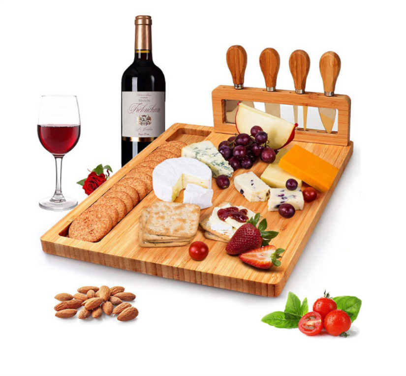 Wood Cheese cutting Board with slate Charcuterie Board Cheese Serving